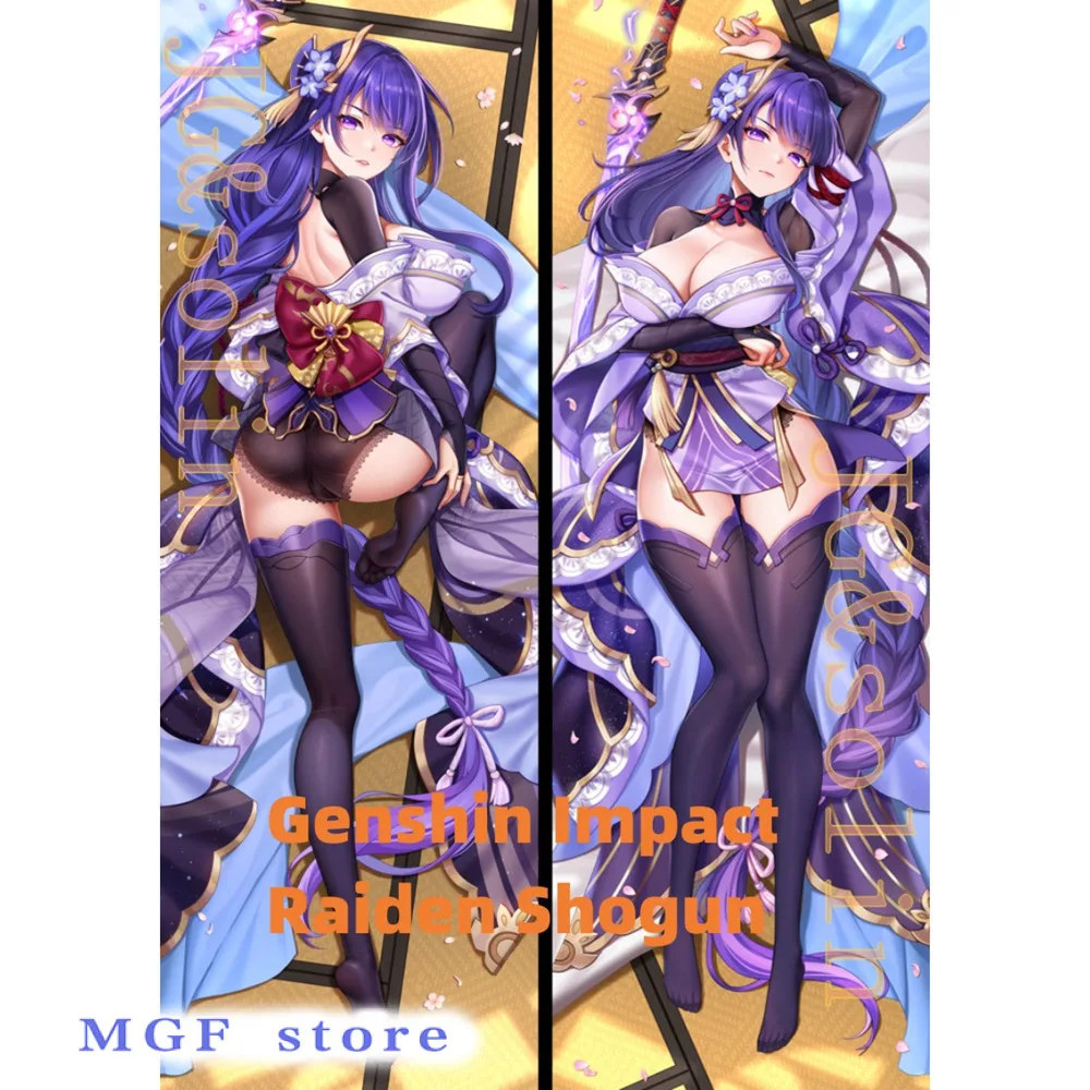 

Dakimakura Anime Pillow Case Genshin Impact Raiden Shog Double-Sided Print Of Life-Size Body Pillowcase Gifts Can Be Customized