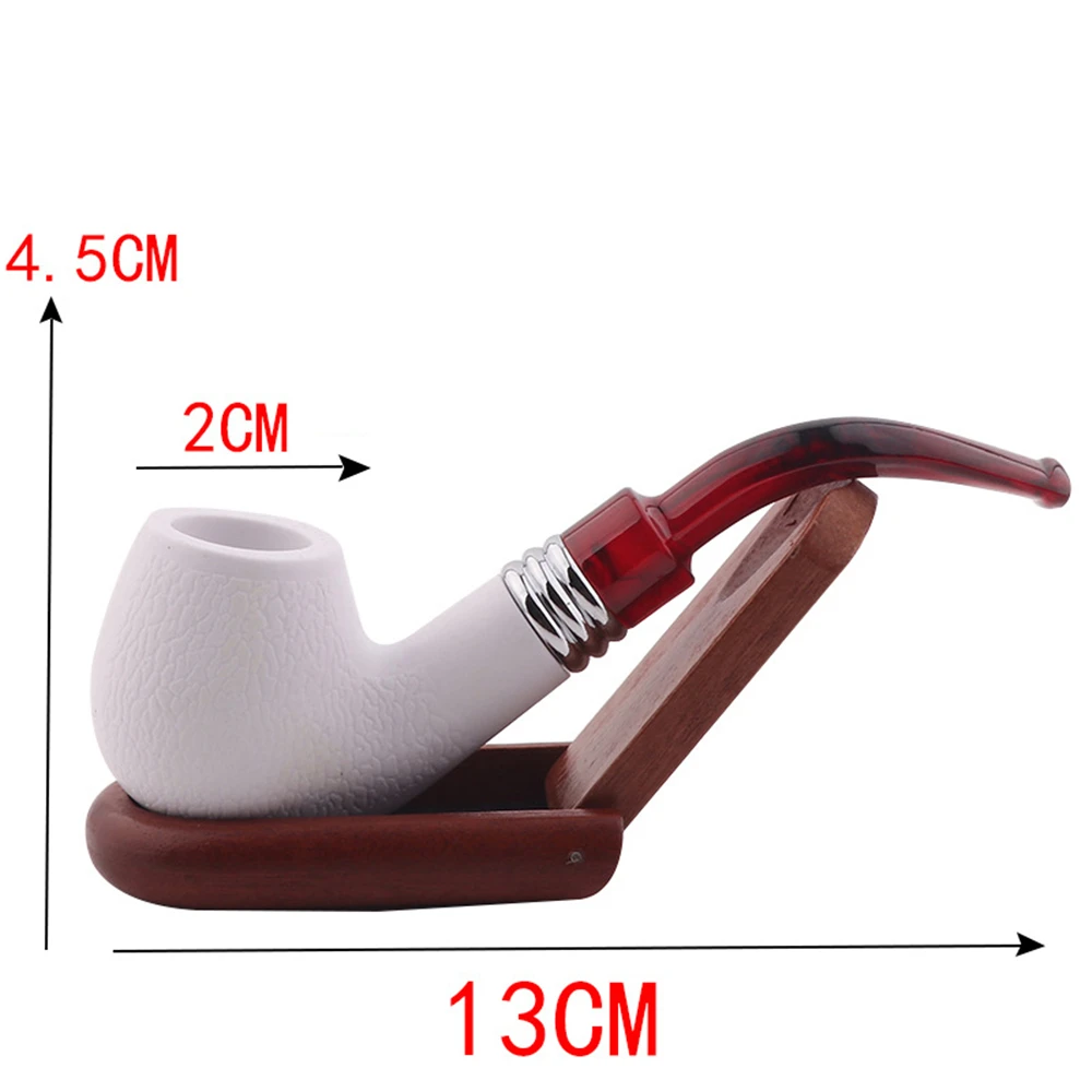 Resin Tobacco Pipe Curved Red Tail White Splicing Color Filter Pipe Meerschaum Durable Cigarette Cigar Smoking Pipe Smoker Gift