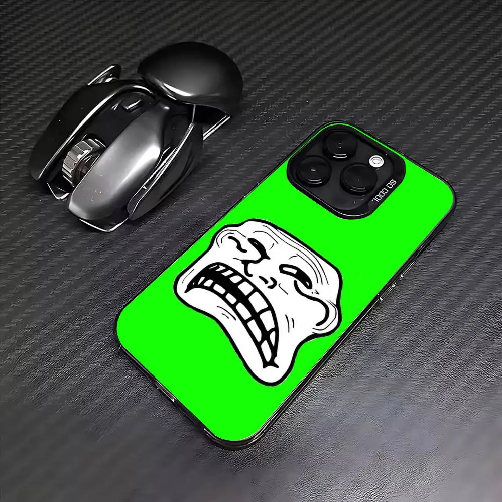 Emoticons T-Trollface Phone Case For iPhone 17, 16,15,14,13,12,11 Plus,Pro Max, Colorful Silver Funda Cover