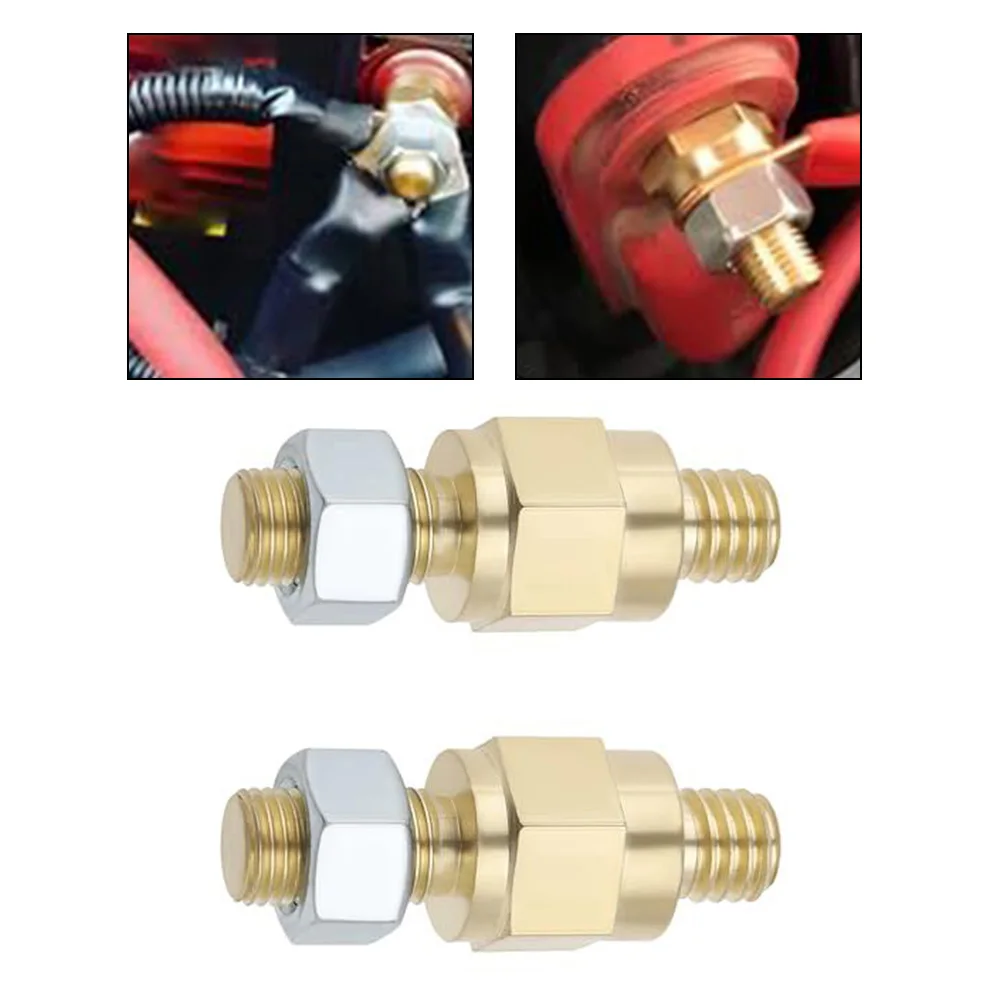 2pcs Side Post Brass Battery Terminal 3/8''×16 3/8 In*24 Bolts Standard Terminal Studs Terminal Battery Bolt Set Hardware