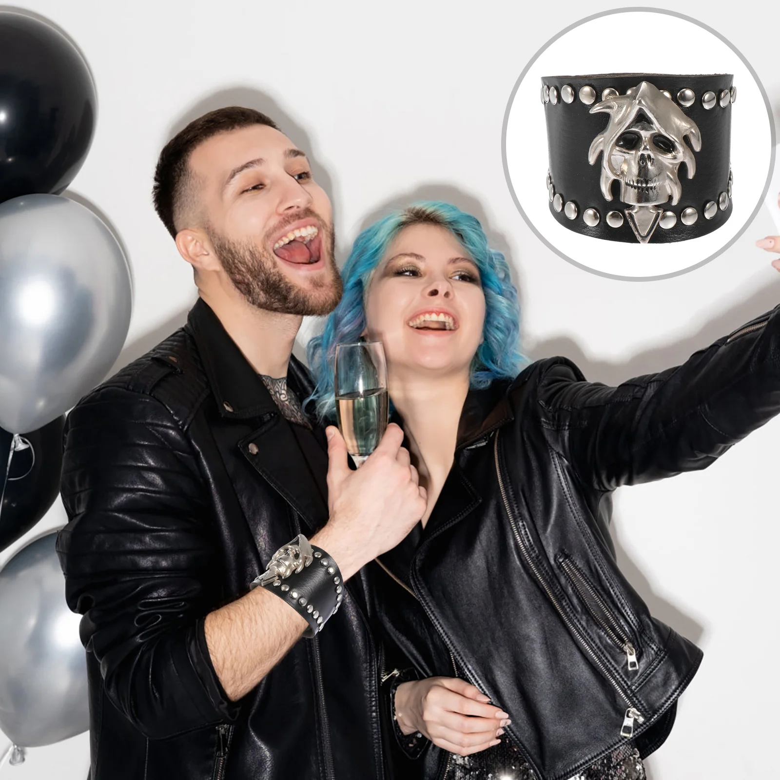 

1pc Premium Metal Punk Style Bracelet Skull Pattern Adjustable Wrist Chain For Men Women Fashion Accessory