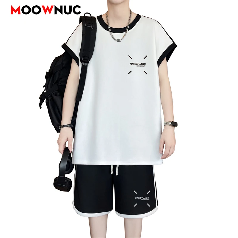 

Men Tracksuit Casual Joggers Sportswear T-shirt and Shorts 2 Piece Sets Hip Hop Running Sports Suit Mens Clothes Summer New