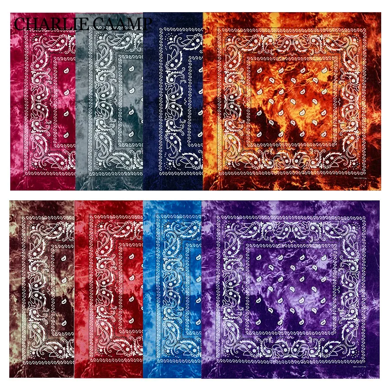 Cotton Tie Dye Cashew Flower Paisley Bandana Hip Hop Square Scarf Unisex Headband Outdoor Riding Street Dance Mask Hijab Gifts