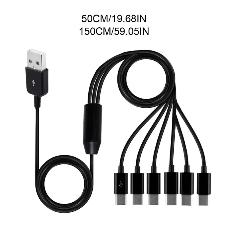 6 In 1 Micro USB/Type C Splitter Cable USB A 2.0 to 6 Micro USB/Type C Data Sync Charing Cable For Phone Tablet Pad