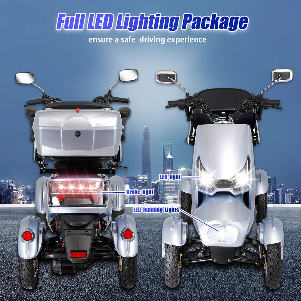 KSM-910D Double Seat Heavy Duty 4 Wheel Elderly Scooter Mobility Scooter Electric Motorcycle Electric Four Wheel Scooter