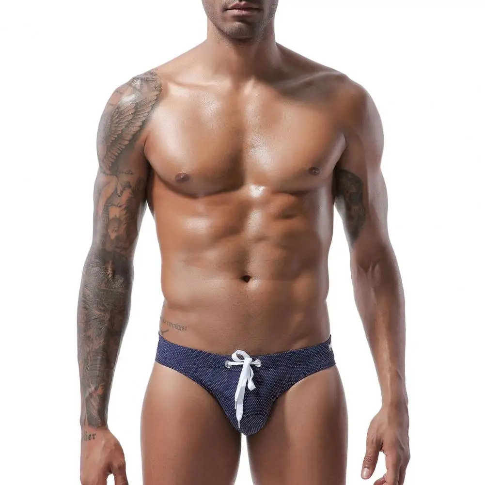 Men Swimming Trunks Men's Quick Drying Low-rise Swimming Briefs with Adjustable Waistline Summer Swim Trunks for Beach Pool image 4