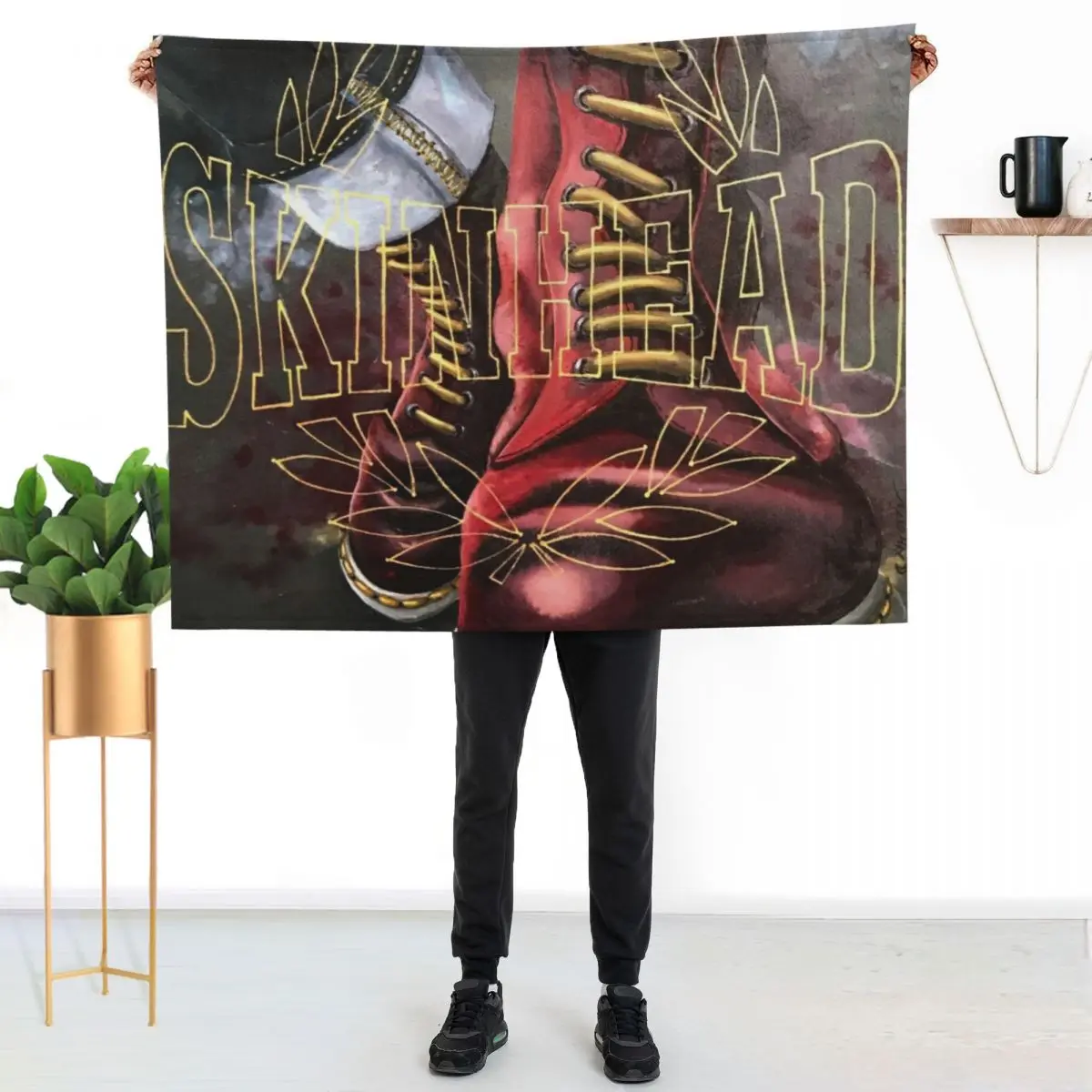 Skinhead boots, contemporary painting Throw Blanket Blankets For Bed Furrys wednesday Bed Fashionable Blankets