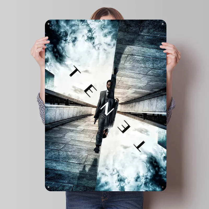 Tenet Movie Printed Poster Customizable Wall Art Retro Vintage Metal Tin Signs for Home Room Garage Decoration Gaming Desk Decor