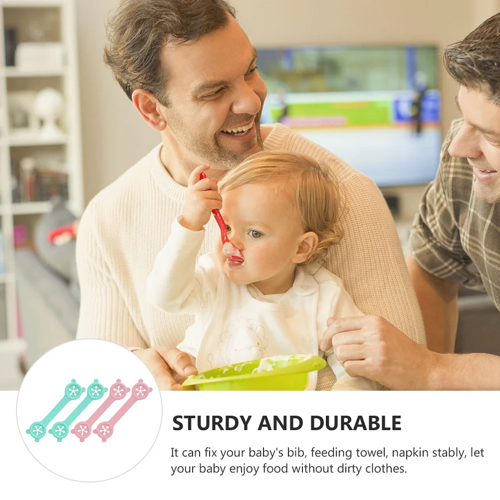 

4Pcs Baby Bib Clips Silicone Adjustable Durable Feeding Towel Clamp Napkin Holder Infant Bib Fixer Baby Supplies