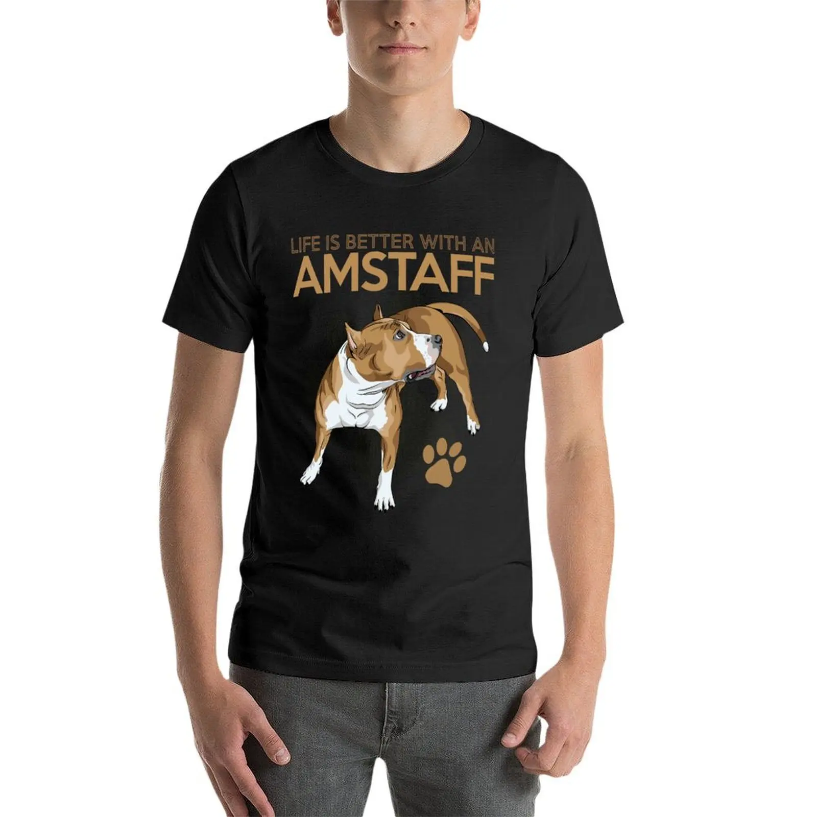 Life is Better with an Amstaff! Especially for American Staffordshire Bull Terrier Dog Lovers! T-Shirt anime t shirts for men