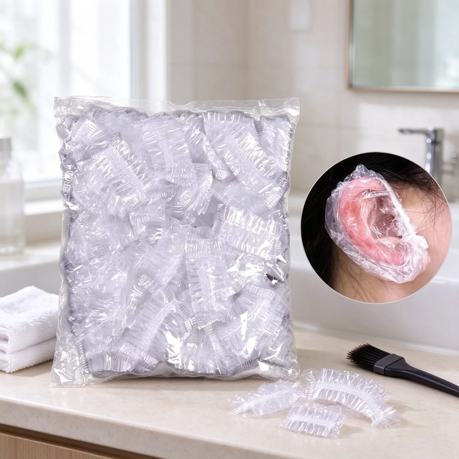 Disposable Waterproof Ear Cover 100Pcs Hair Dye Earmuff Shower Bathing Baking Oil Barber Hairdressing Cleaning Accessories