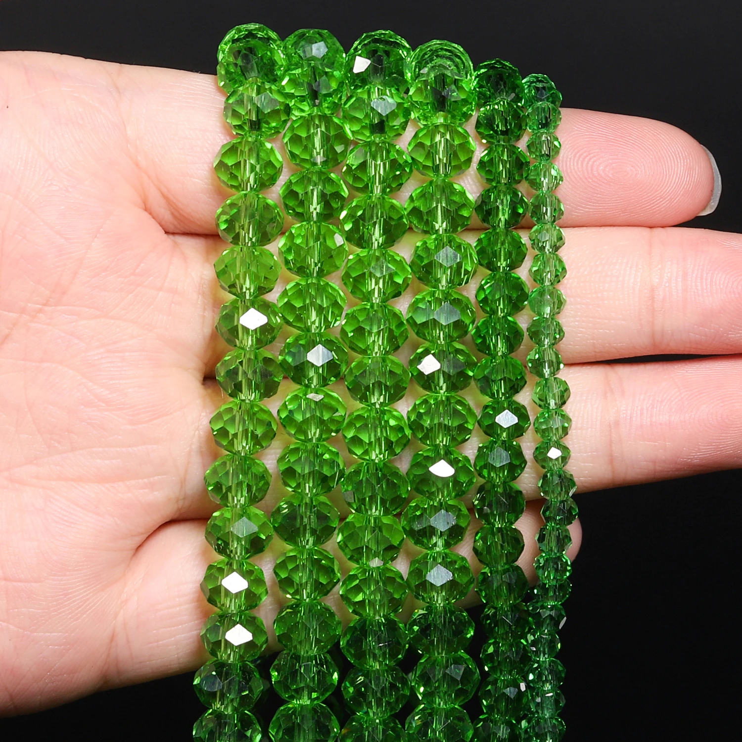 4/6/8mm Green Austrian Rondelle Crystal Beads Wheel Faceted Glass Beads For DIY Bracelet Jewelry Making Supplies Accessories