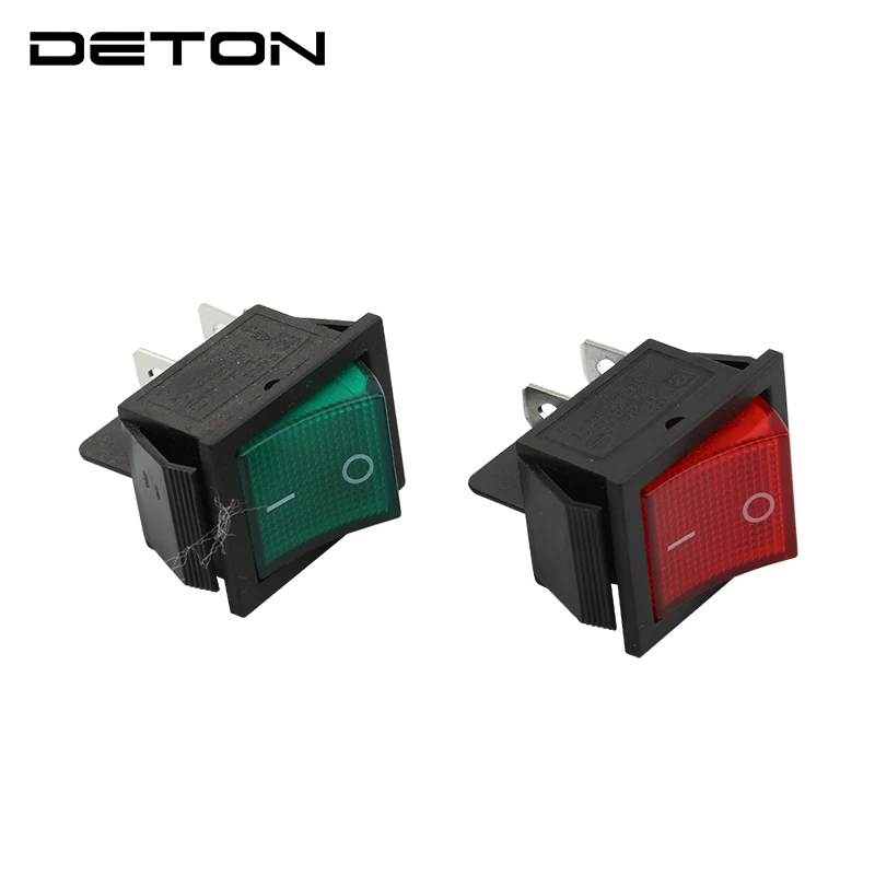 KCD2 rocker arm switch 2 positions 4 pins with light 16A 250VAC/20A 125VAC electrical equipment ship type red green switch