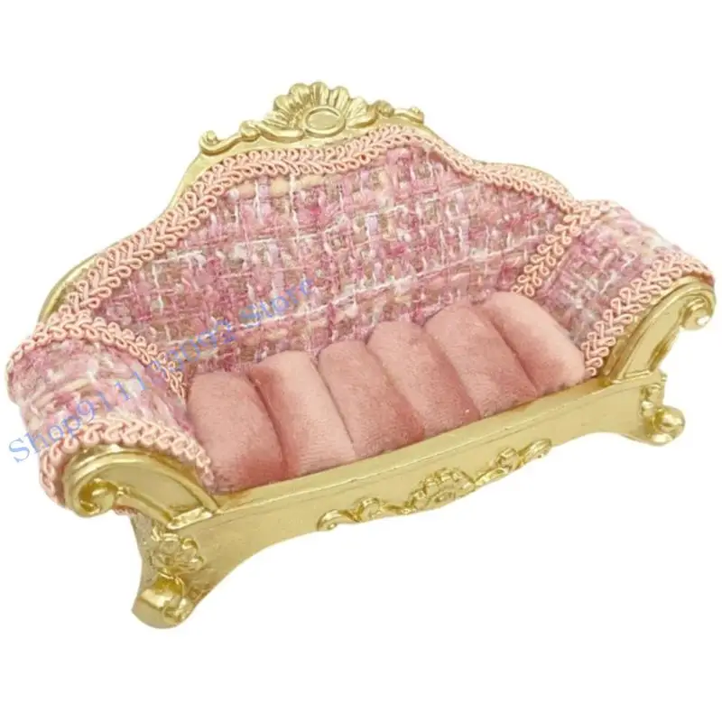 

H9ED Elegant Fabric And Plastic Sofa Shaped Jewelry Display Stand For Earrings Rings Amulets