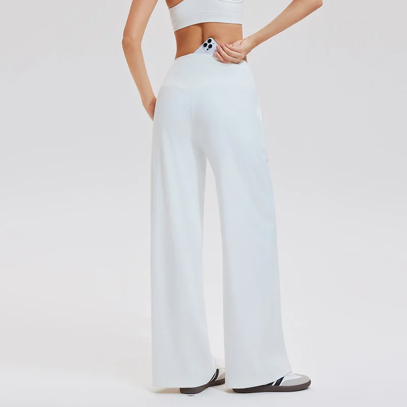 Women Plain Color Wide Leg Pant Plus Size Yoga High Waist High Rise Straight Leg Beach Extended Pant Casual Women's Trousers