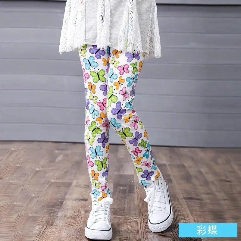 2024 Spring Girls Printed Leggings pants toddler teen kids trousers warm soft colourful children