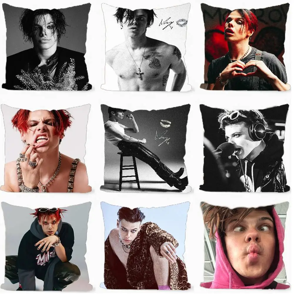 Funda de cojín con diseño de arce de Y-Yungblud, cantante de música popular, decoración de cosecha de otoño, decoración navideña, funda de almohada