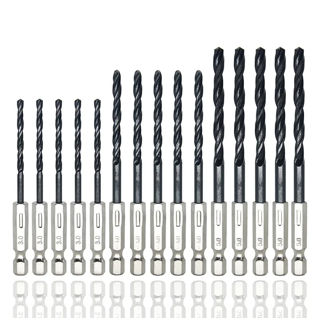Darmowa wysyłka 3/15 sztuk czarne wiertło kręte 3 4 5mm drewno metal zestaw wierteł do nitrywania ze stali szybkotnącej 1/4 "6.35mm uchwyt sześciokątny