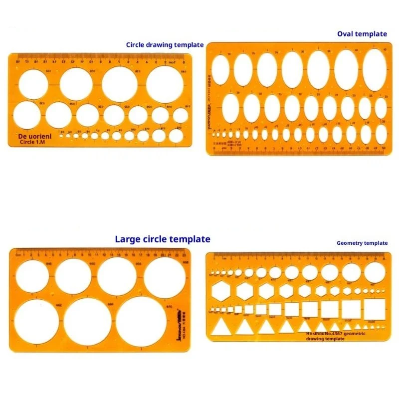 Circular & Oval Template Measuring Ruler – Durable K-Resin Drafting Tool for Drawing, Furniture Design & Architectural Layouts