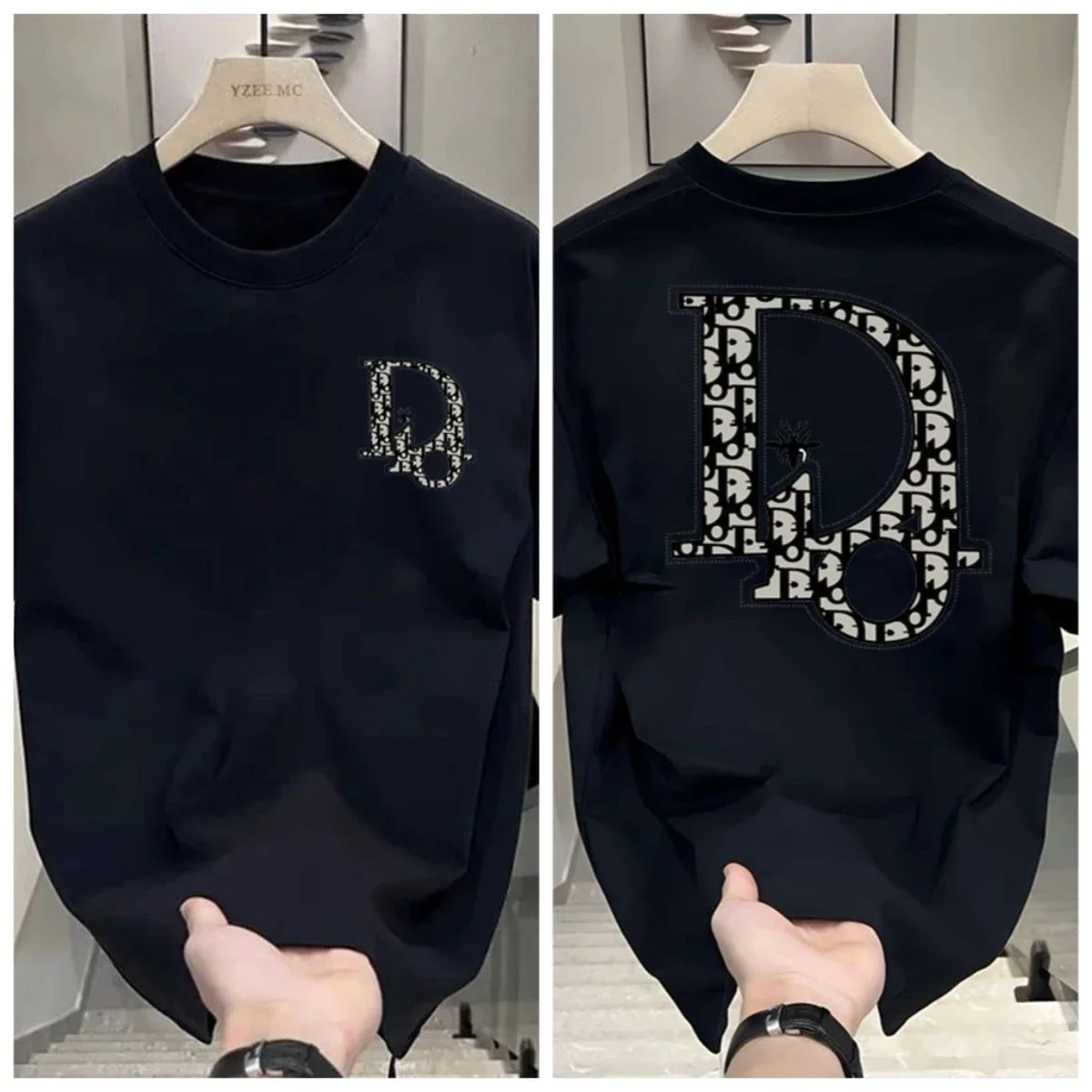 Heavy Trendy Brand Letter T-shirt American Ruffian Handsome Print Men's and Women's Summer Trend Loose Short-sleeved Crew Neck