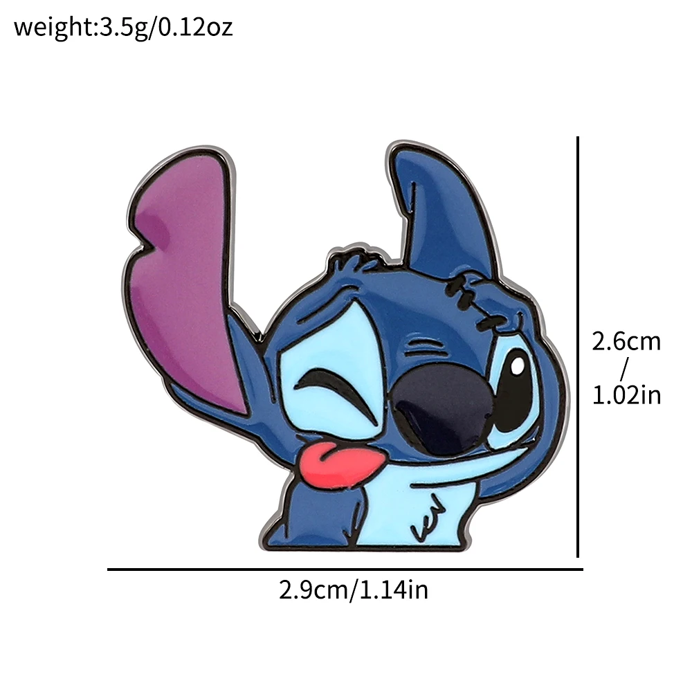 Disney Lilo & Stitch Enamel Pin Cute Cartoon Figure Stitch Action Metal Badge Brooch Jacket Jeans Lapel Pin Jewelry Accessories