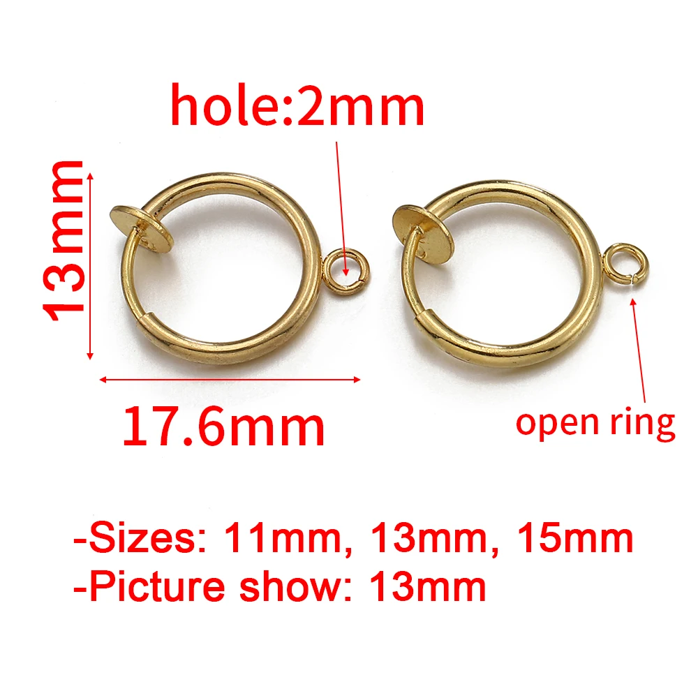 10pcs Retractable Clip on Ear Clip Hoop Non Piercing Silver Color Copper Round Earring Clips for Earrings Jewelry Making DIY