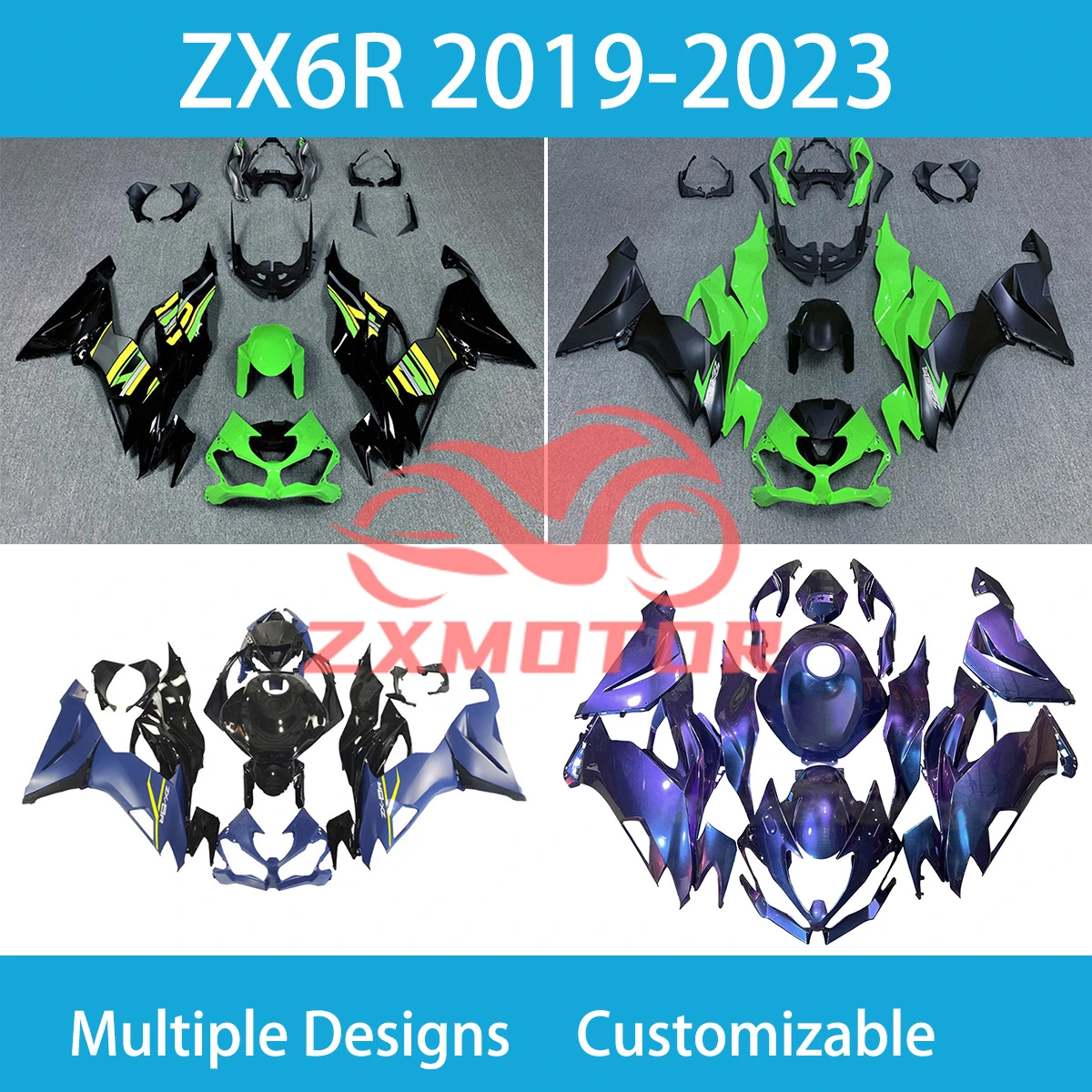 ABS Fairings ZX-6R 2019 2020 2021 2022 2023 Aftermarket Motorcycle Dirt Motor Trail Bike Fairing Kit for Kawasaki 636 ZX6R New