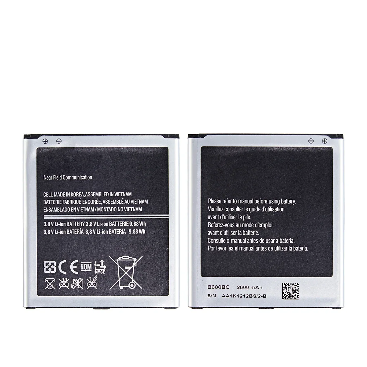 Brand New B600BC B600BE B600BK B600BU 2600mAh Battery For Samsung Galaxy S4 I9500 I9502 i9295 GT-I9505 I9508  i337 NO NFC