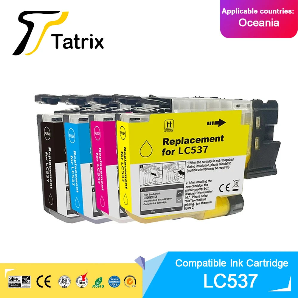 Tatrix Oceania Region Models  LC537 LC-537 Compatible Ink Cartridge For Brother MFC-J5115DW J6975DW Printer