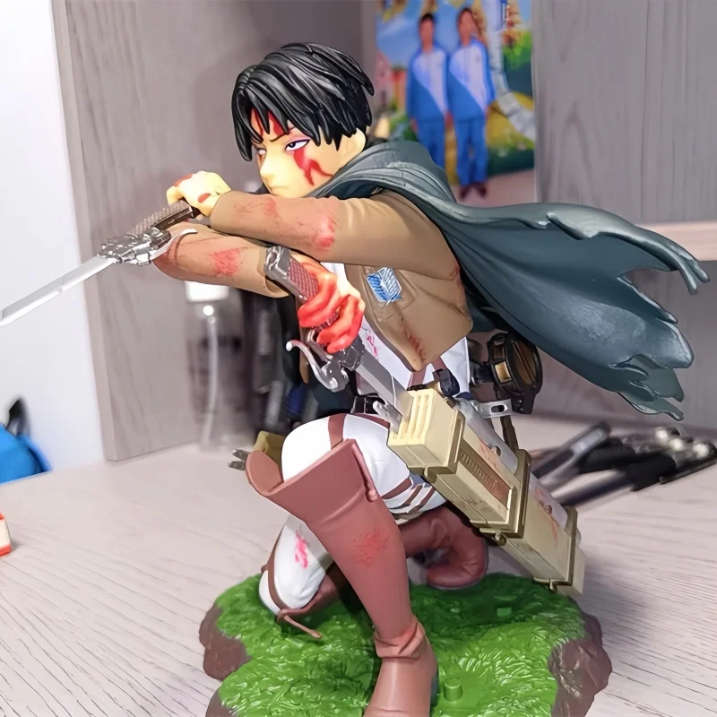

Attack On Titan Action Figure Levi Ackerman Figurine Collection Shingeki No Kyojin Statue Battle Damage Models Toys Gifts