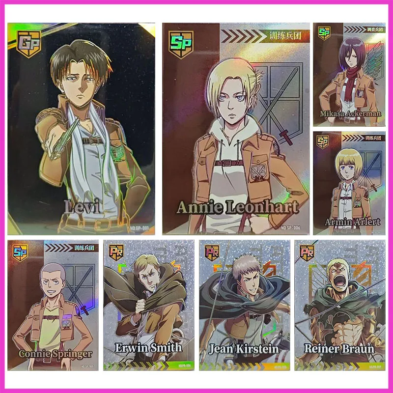 Anime Attack on Titan Rare GP SP PR Refraction Game Card Levi Annie Mikasa Conny Toys for boys Collectible Card Birthday Present