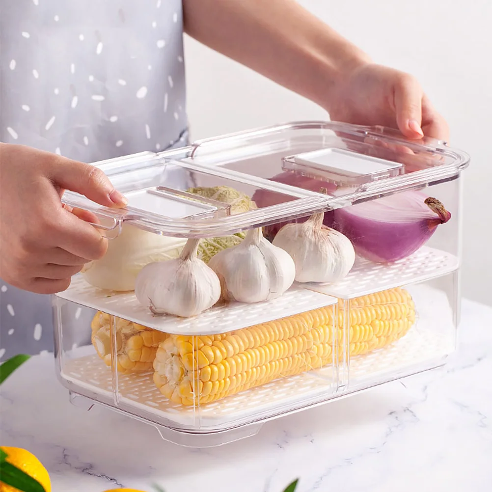 

Crisper Refrigerator Storage Box Bottom Filter Design Kitchen Sealing Food Preservation Container Safe for