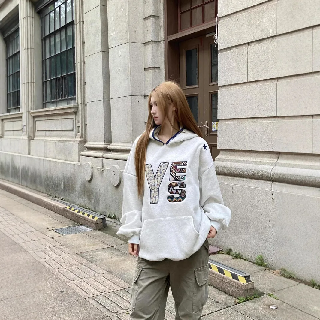 

Autumn New Korean Fashion Loose Women's Hooded Sweatshirt Winter Y2K Streetwear Harajuku Oversized Hoodie Pullover Coat