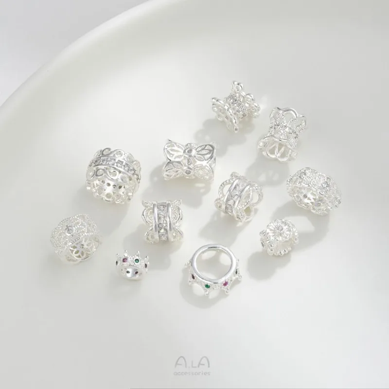 Septum Wholesale Strong Color Package Thick Silver Inlaid Zircon Lace Crown Septum Large Hole Septum Bead Jewelry Accessories