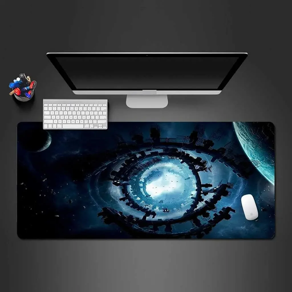 

Universe Planet Building Gaming Rubber Mouse Pad 800x300mm Space Mousepad with Anti-Slip Stitched Edges for Office Home Gifts