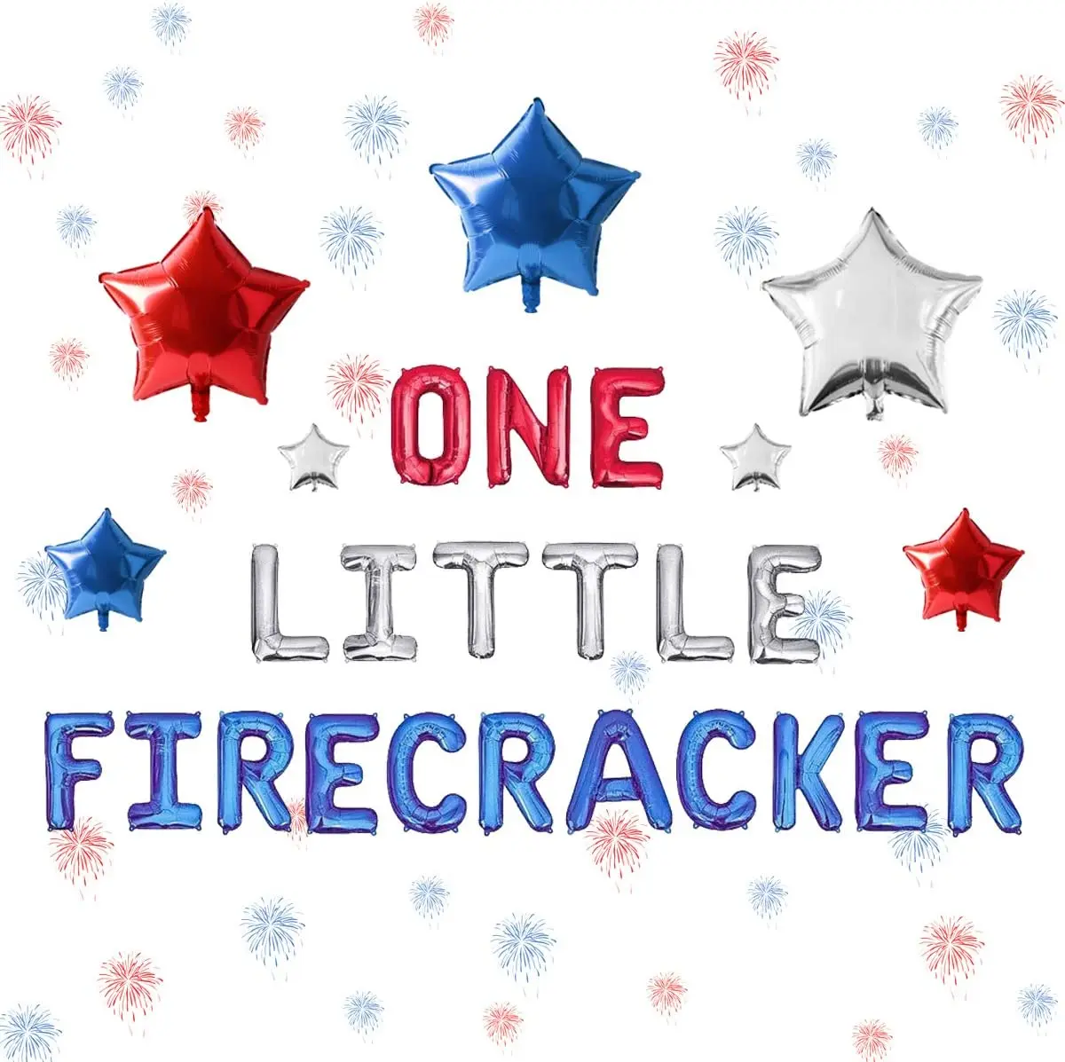 

Funmemoir 4th of July 1st Birthday Decorations Little Firecracker First Birthday Balloons Banner for Independence Day Decoration