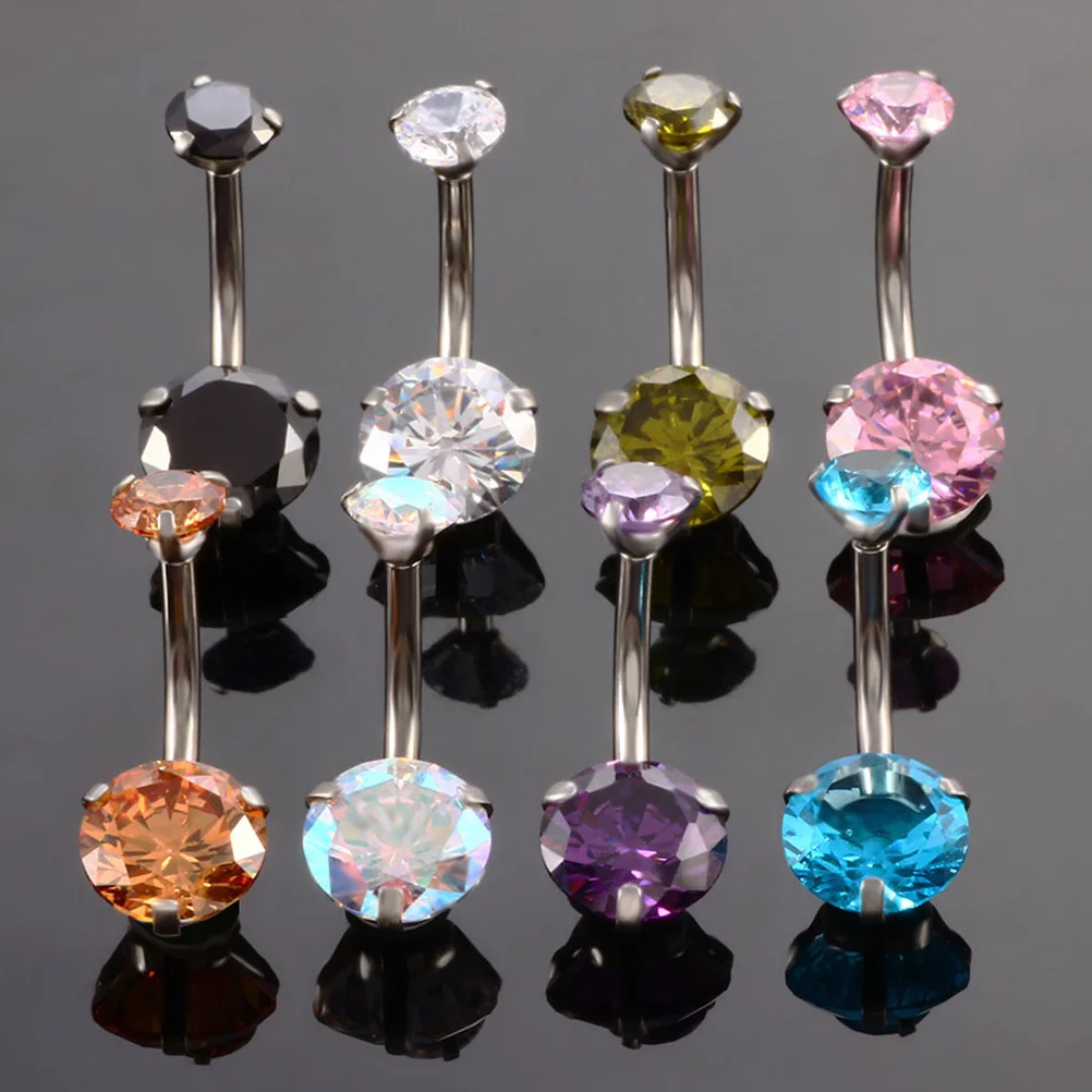 

6 Pcs Zircon Navel Belly Button Rings Accessories for Women Bellybutton Piercing Miss