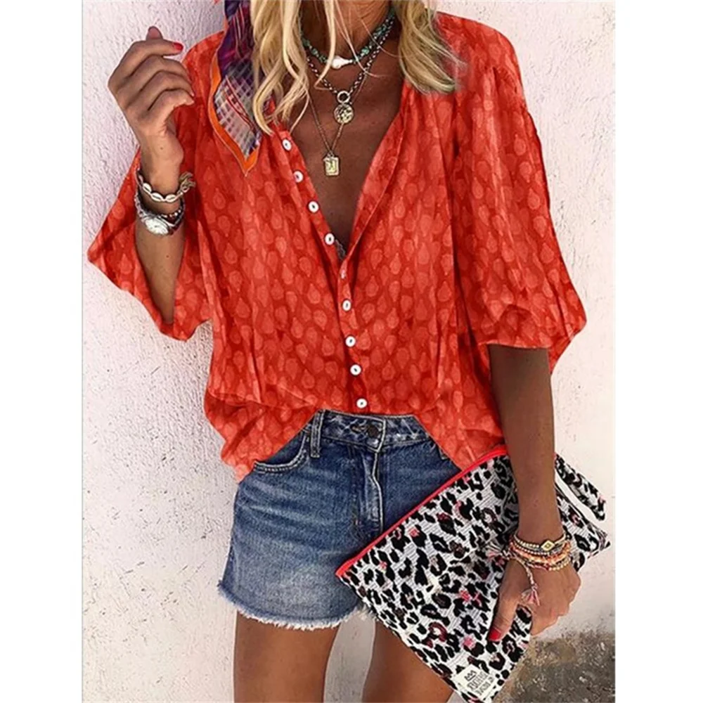 

Fashion Casual Half Sleeve Plaid Print Loose Shirts Women High Street Blouses Tops Ladies Elegant Vintage Streetwear Tunic Shirt