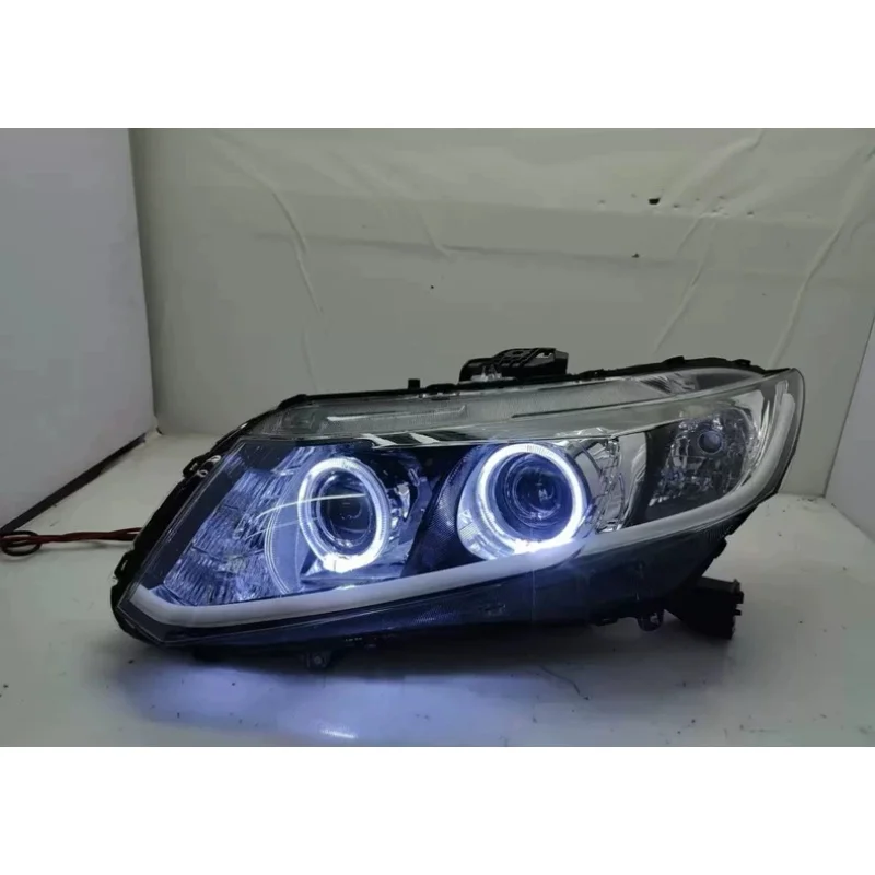 LED Headlight Assembly for Honda civic 9th modified Dual lens Devil & Angel Eye Daytime Running Light