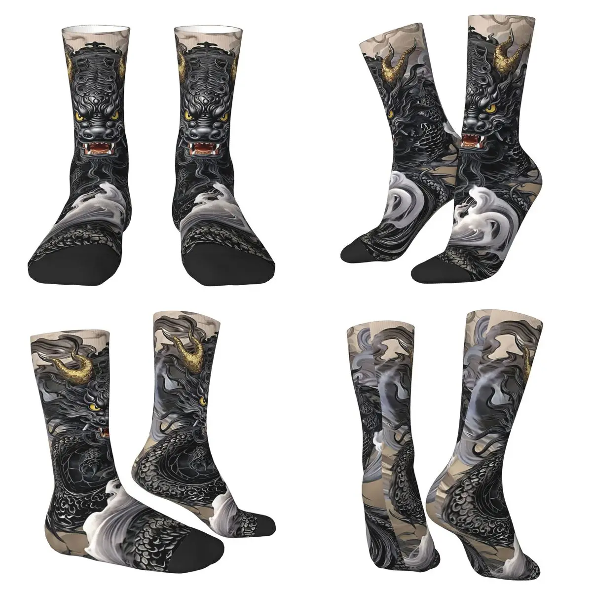 

Носки с мифологическим искусством и принтом дракона, мягкие чулки в стиле Харадзюку, всесезонные длинные носки, аксессуары для мужчин и женщин, рождественские подарки
