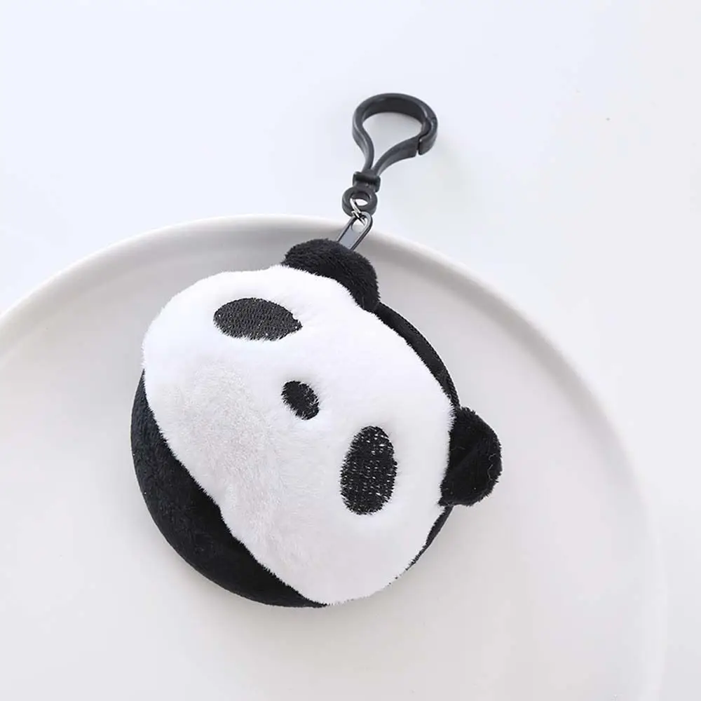 Round Plush Panda Coin Purse Animal Large Capacity Cartoon Money Bag Card Storage Bag Korean Style Mini Earphone Bag Outdoor