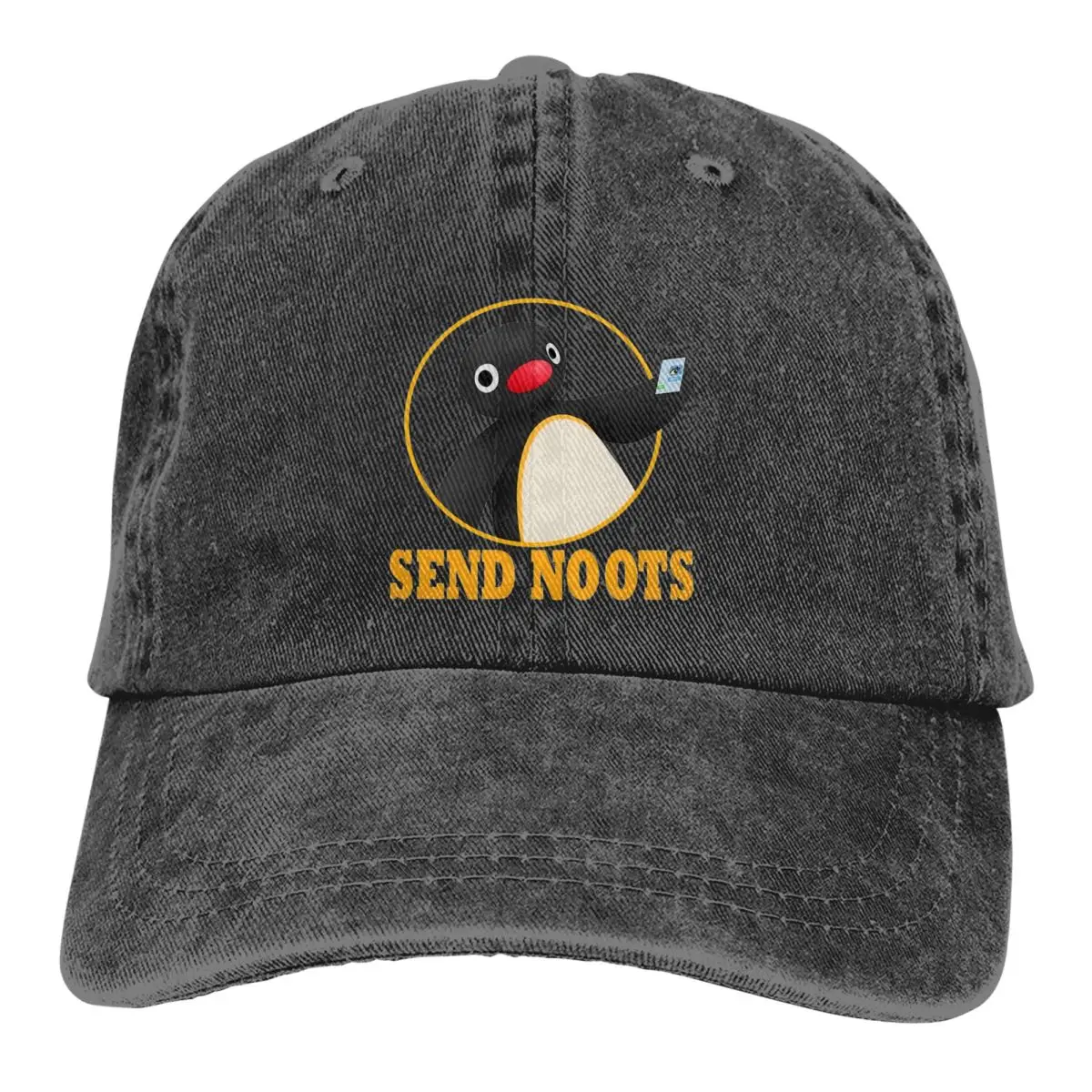 

Send Noots Pingu Baseball Cap Retro Distressed Washed Headwear Unisex Style Outdoor Activities Hats Cap