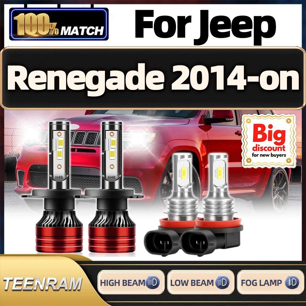 

TEENRAM Canbus LED Headlight Bulbs Headlamp Ampoules Fog Light For Jeep Renegade 2014 2015 2016 2017 2018 2019 2020 2021 2022-on