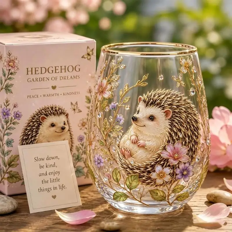 Stemless Glass Cup for Juice, Water and Coffee, Multipurpose Beverage Cup with Decorative Pattern for Daily Table Use 37JD