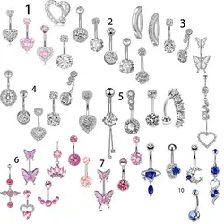 5PCS/Set Cute Dangle Belly Button Piercing 14G Navel Ring Sexy Belly Ring Set Stainless Steel Nose Piercing Lot Body Jewelry