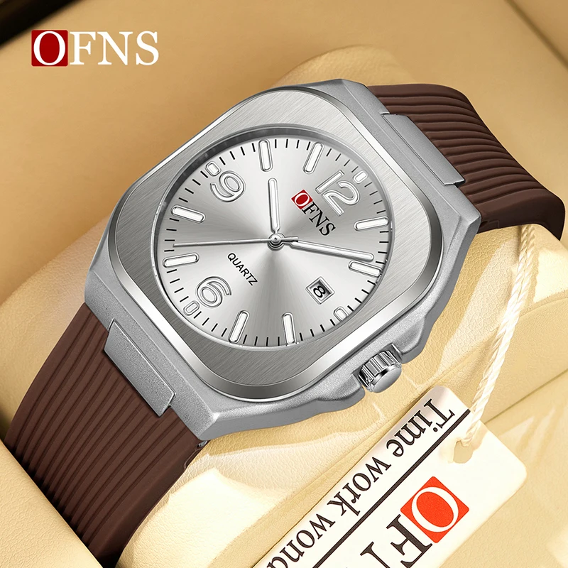 

OFNS7271 Men's Simple Quartz Watch with Night Light Scale 3ATM Waterproof Commuter Versatile Lightweight Wear Silicone Strap