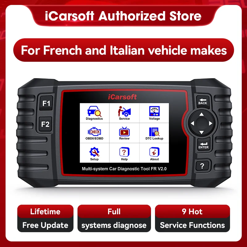 

iCarsoft FR V2.0 OBD2 сканер профессиональный многоступенчатый диагностический инструмент для автомобилей для французских итальянских автомобилей считыватель кодов