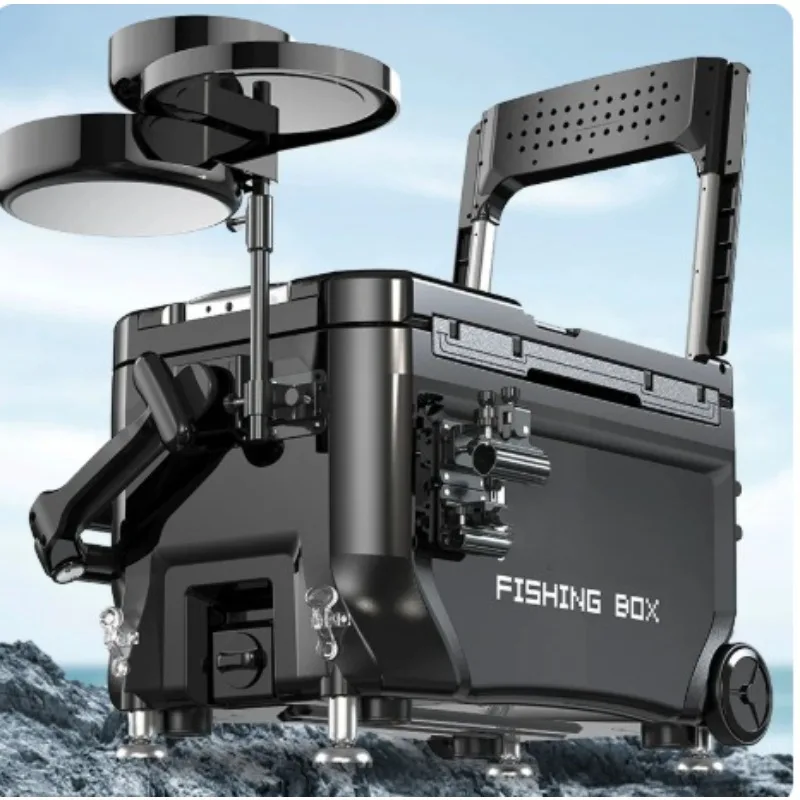 Ultra Light Fishing Cooler Box, Thickened Multifunctional Tackle Box with Seat and Rod Holder for Fishing