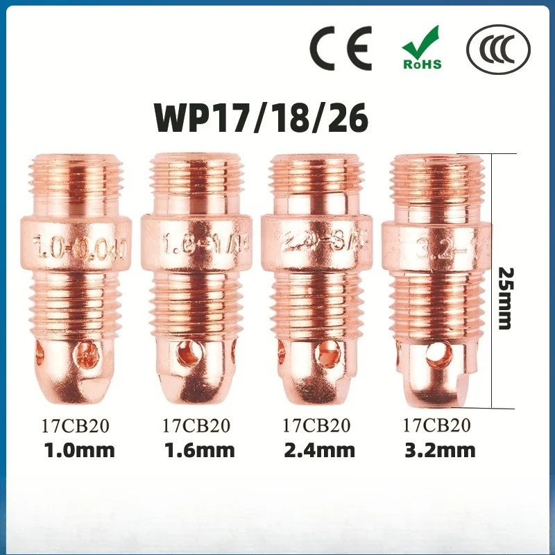 

Аксессуары для аргонодуговой сварки, направляющая насадка WP-17 18 26, медный короткий направляющий патрубок 17CB20