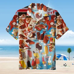 2024 Hawaiian Shirt For Men Summer Ice Cream T-Shirt Beach Prints Short Sleeved Shirt Tops Casual Original Design Men's Clothes